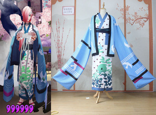 温泉漫漫一阴阳式神一目连师Scos蓝色印花男装SR和服羽织定制