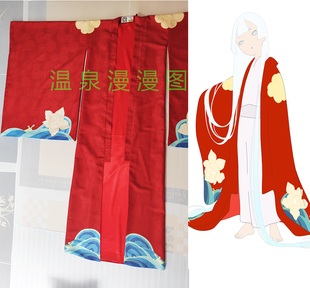 温泉漫漫一源氏琵琶cos和服12单衣平家物语红色印花御女装定制