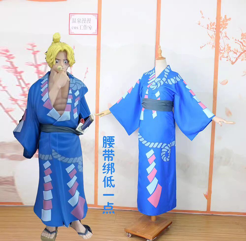 温泉漫漫一蓝色萨博cos和服男装浴衣海贼王定制不退