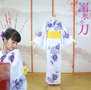 温泉漫漫一溺水望月夏芽小刀cos浴衣紫菊花女装阿航和服定制
