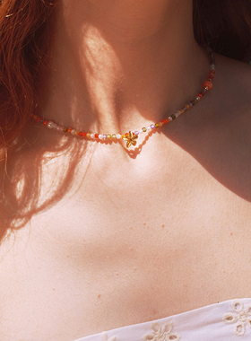 A Ray of Sunlight 自由岛屿系列彩虹鸡蛋花项链多巴胺度假百搭