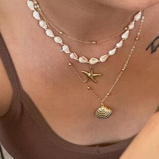 Sunlight赵昭仪同款 海螺海星吊坠项链双层贝壳叠戴项链 Ray