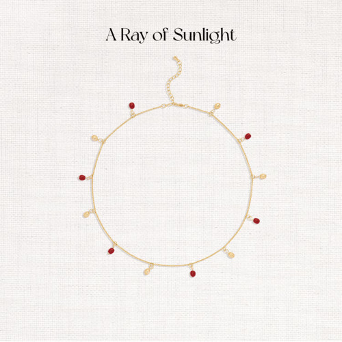 A Ray of Sunlight 「Love」节日系列珐琅豆豆项链红色新年好运