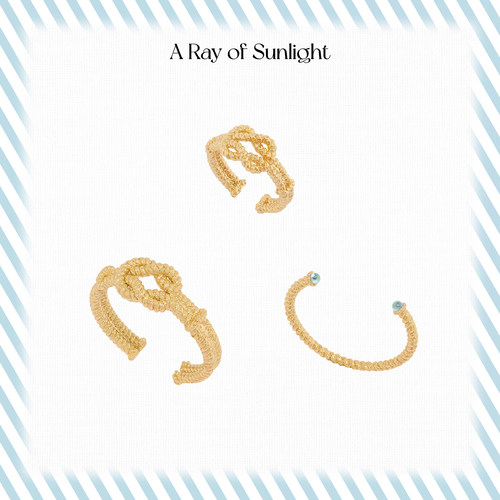A Ray of Sunlight航海系列绳结编织海蓝锆石手镯戒指度假百搭
