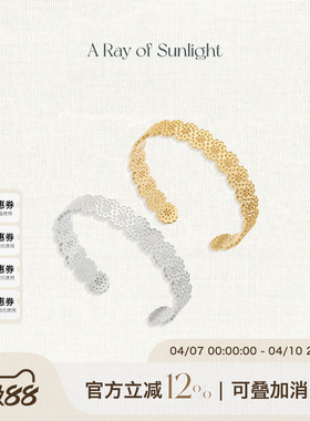 A Ray of Sunlight刺绣花边系列极细手镯精致小巧百搭金银法式