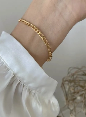 赛伊娜韩国韩版同款百搭S925纯银十字间珠圆珠手链手饰品女