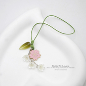 日韩手工创意郁金香花朵钥匙扣个性 手机挂链挂绳手绳吊坠手链饰品