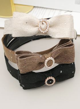 发箍女发夹蝴蝶结外出百搭发卡洗脸带齿防滑黑色头箍头饰品简约女