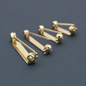 金属安全别针带锁头胸针保色18K金色胸花胸针铜安全扣无孔扣针