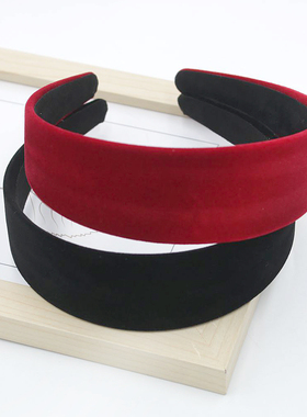 头箍女黑色红色灯芯绒包布发箍简约日韩加长diy手工制作材料发饰