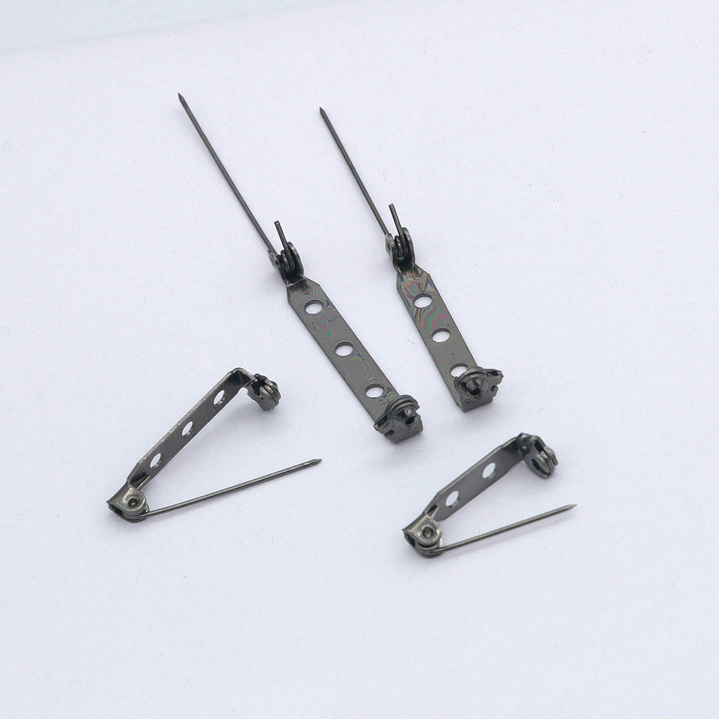 金属电镀有孔别针枪黑色铁质针徽章领花锁头保险胸针DIY饰品配件