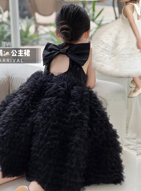 女童公主裙黑白天鹅夏季蛋糕裙