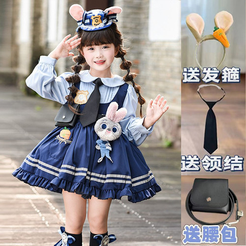 女童兔子警官连衣裙卡通公主裙