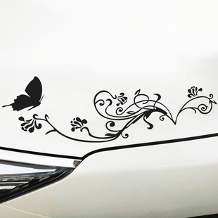 汽车引擎盖车头贴纸蝶恋花个性 饰 创意车身贴纸遮挡划痕车门灯眉装
