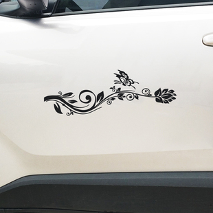 蝶恋花汽车贴纸车身划痕遮盖个性 饰车门引擎盖灯眉贴纸拉花 创意装