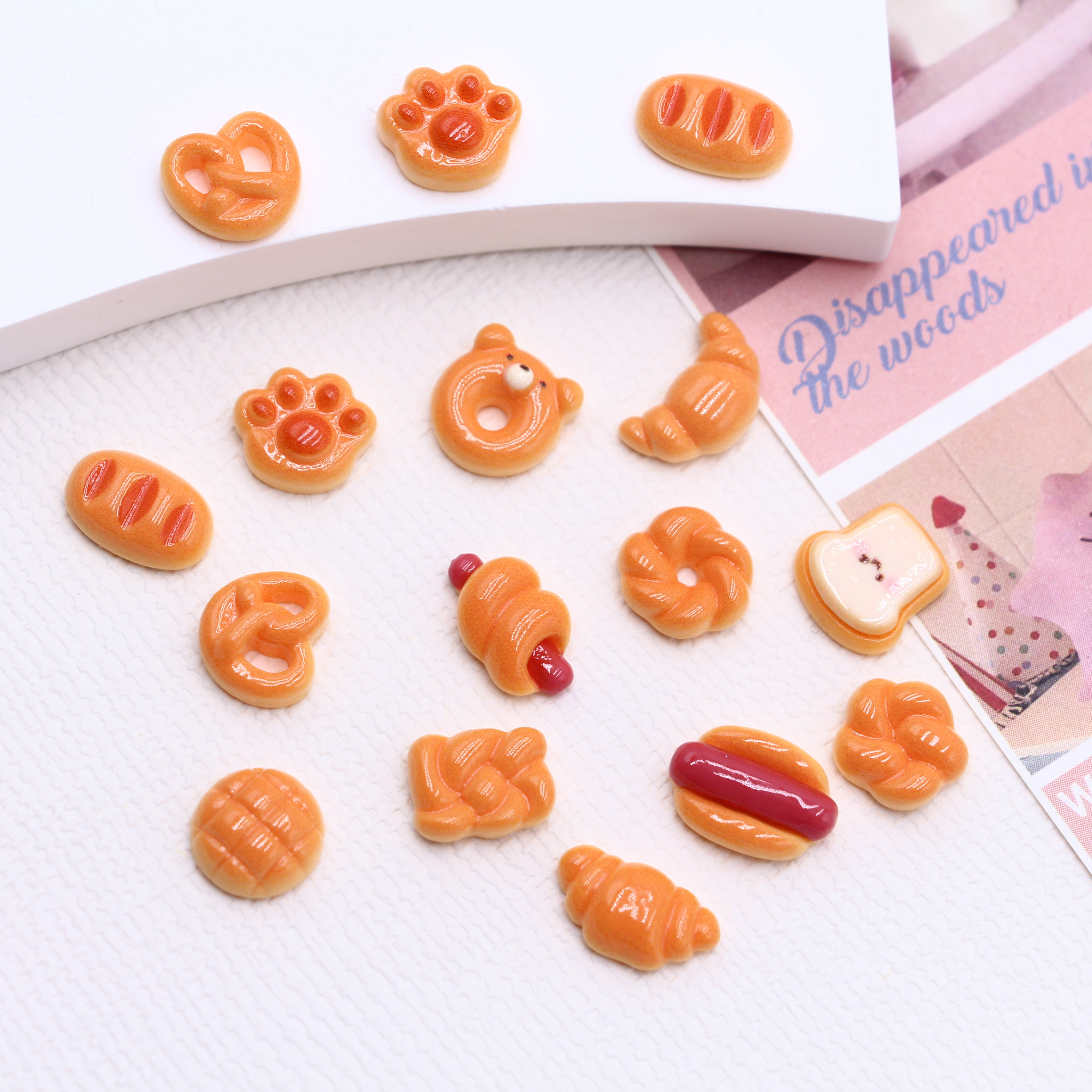 迷你食玩卡通甜点面包饼干饰品diy美甲手机壳发饰贴片树脂配件