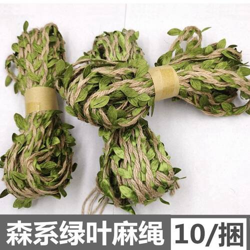 绿色森林系幼儿园藤条麻绳 叶子绳子 手工diy装饰包管子材料10米