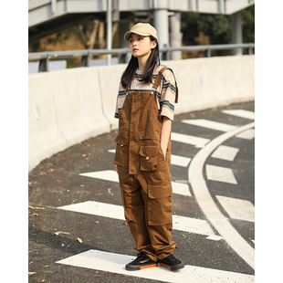 倔强兔2022日系复古吊带连体裤潮bf风男宽松直筒工装休闲背带裤