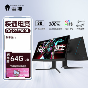雷神黑武士DQ27F300L 27英寸Fast IPS 2K 300Hz 游戏电竞显示器