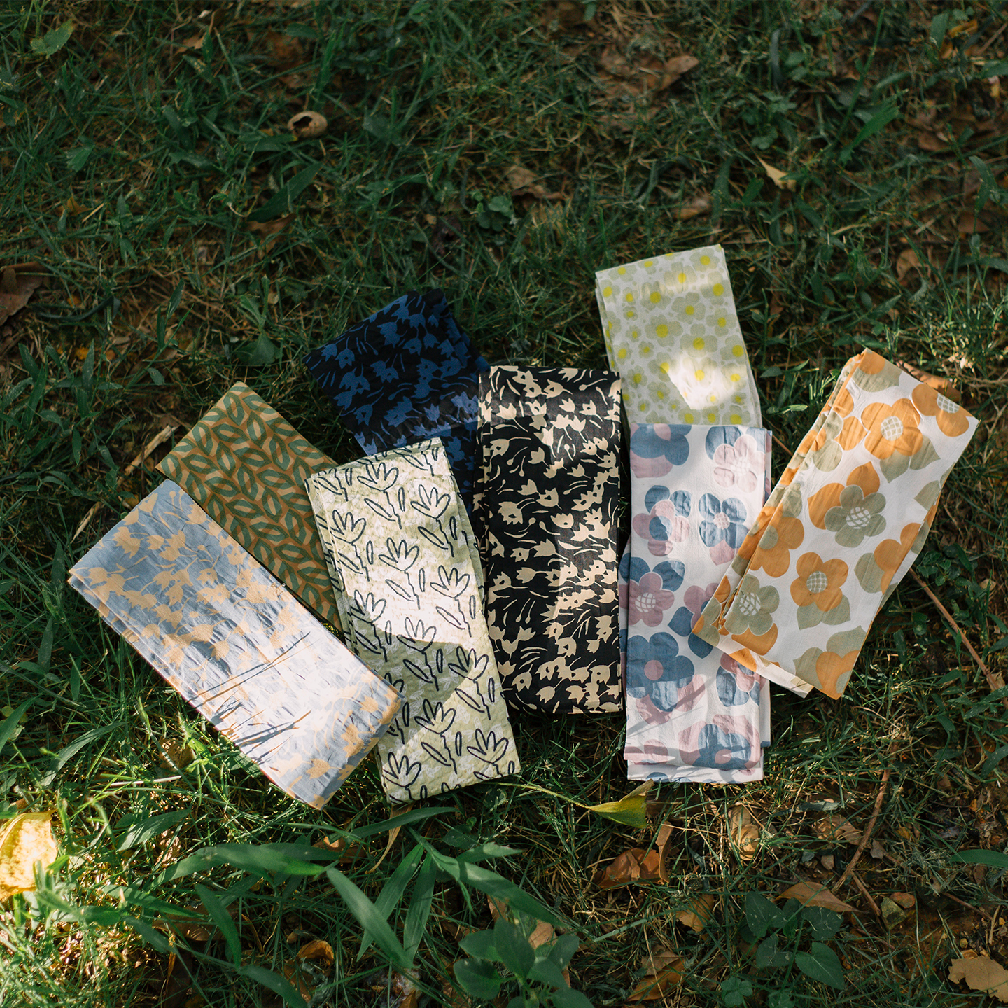 paleMoon |盐缩多花色彩色棉方巾小领巾春夏头巾围巾配饰发带日系