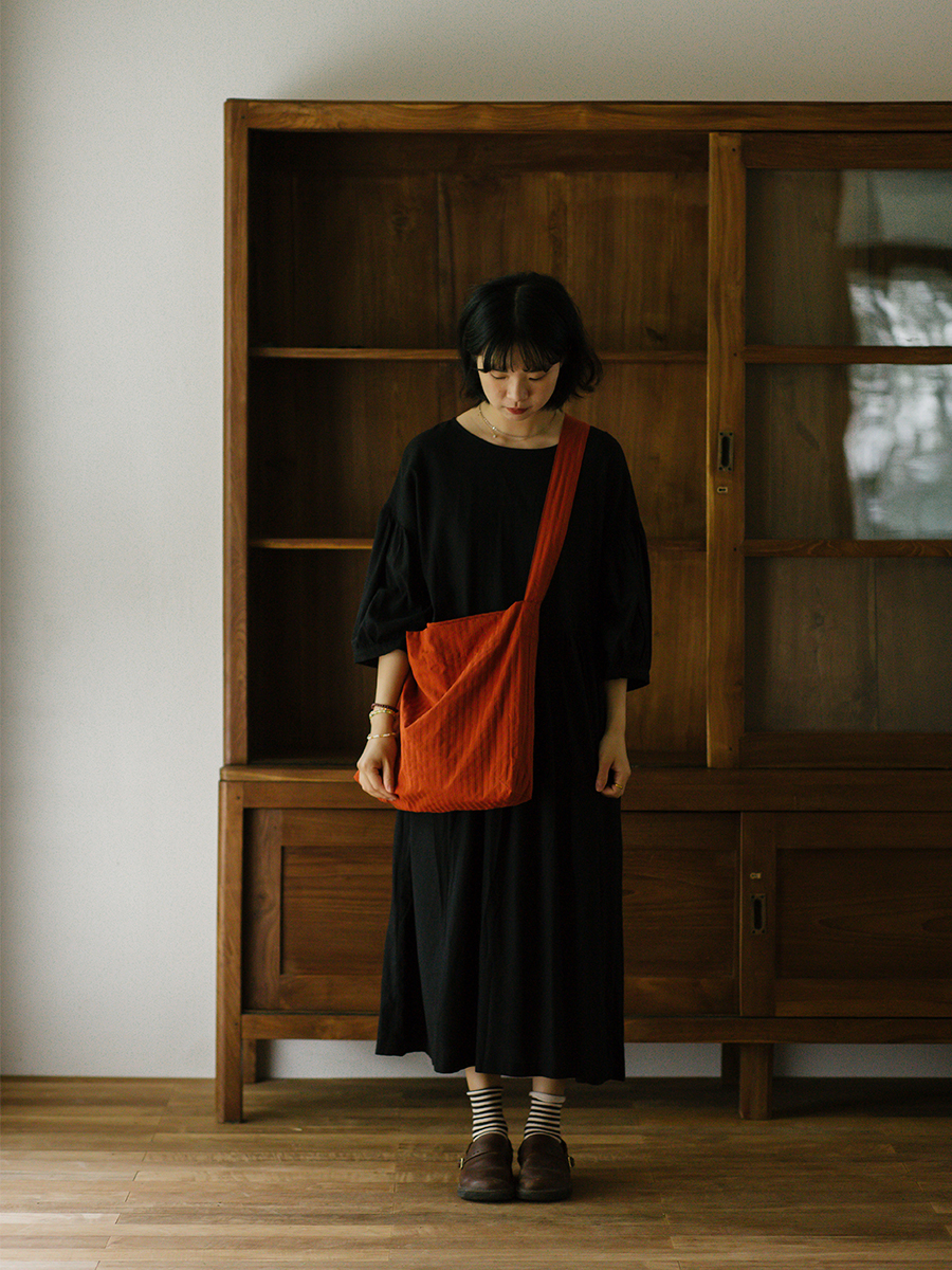 paleMoon多色条纹斜挎布袋棉麻夏