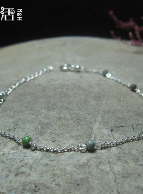原矿满天星绿松石脚链纯银夏日