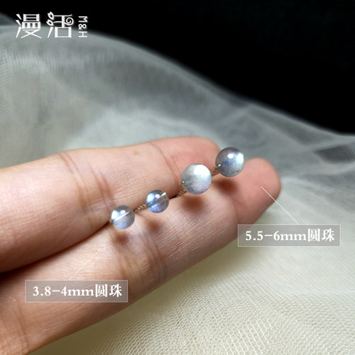 灰月光石耳钉纯银绕线耳钉