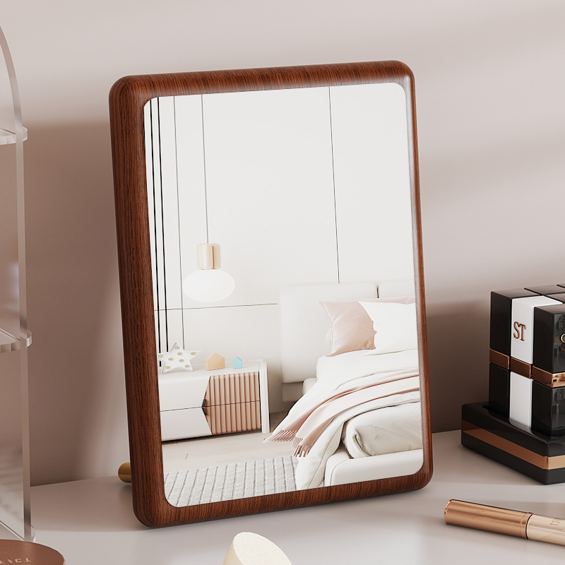 轻奢高级实木梳妆镜台式桌面