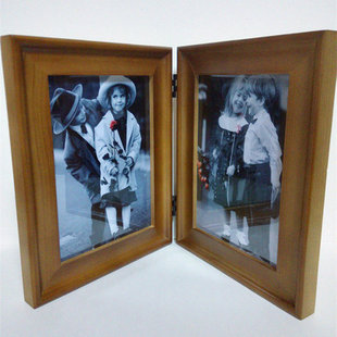 10寸A4情侣像框 实木组合相框创意两联折叠屏风双开摆台6 包邮