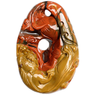 俏色巧雕战国红玛瑙吊坠宣化原石雕刻男士挂件精雕玛瑙项坠女饰品