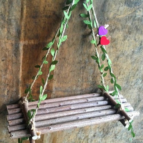 复古拍摄道具木制秋千空中吊饰