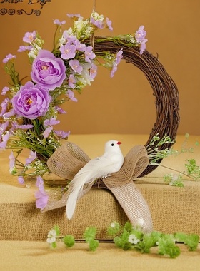 仿真花环挂饰高级感墙面装饰婚礼布置橱窗客厅商场店铺幼儿园主题