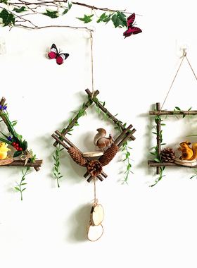 墙壁背景树枝装饰挂件墙面挂饰田园风创意幼儿园餐厅房间客厅壁挂