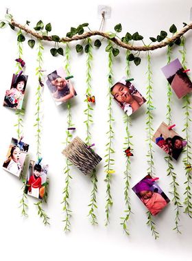 自粘创意麻绳仿真树藤墙上布景挂照片相片墙客厅免打孔墙面装饰