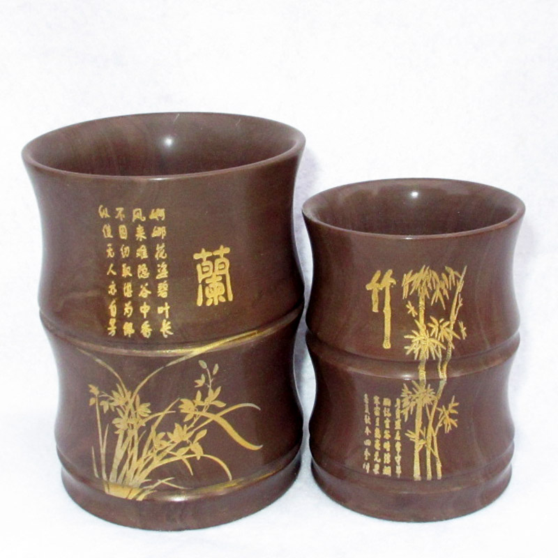 木鱼石茶水杯 茶壶具 杯子茶叶罐可自用 笔筒 筷笼