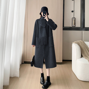 双面羊绒大衣女2025秋冬季新款中长款羊毛大衣女外套高级感带围巾