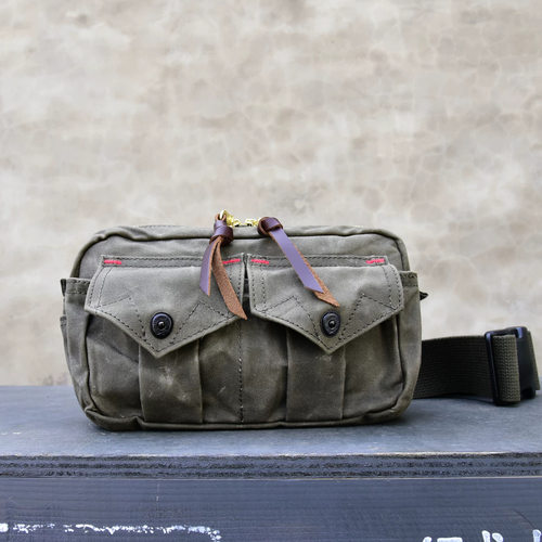 重工油蜡帆布单肩包腰包挂包男士骑行包胸包