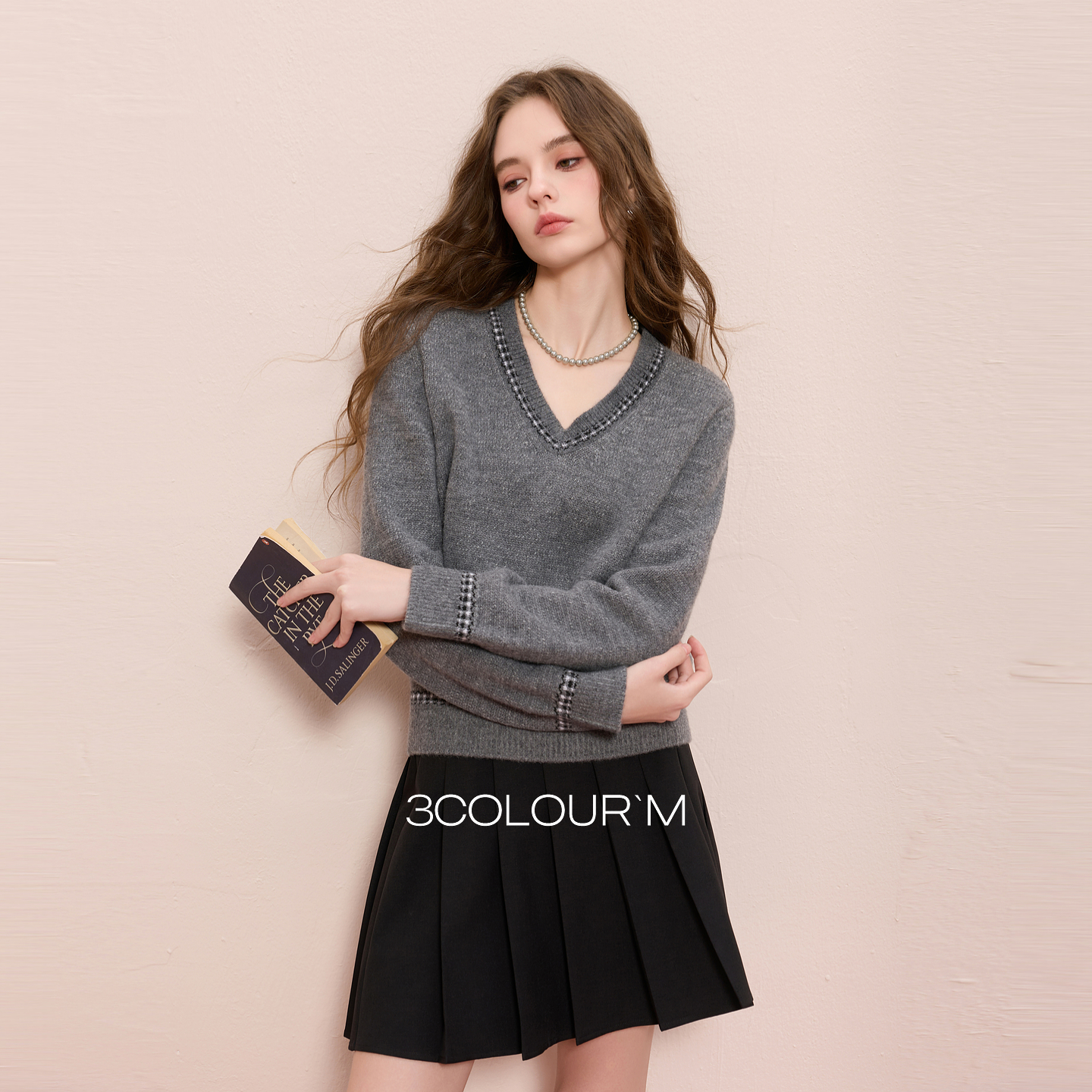 【绵羊毛】三彩2025冬季新款V领针织衫宽松毛衫套头休闲M