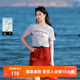 女装 2026春季 新款 若潮大码 圆领棉T恤短袖 宽松字母刺绣胖MM
