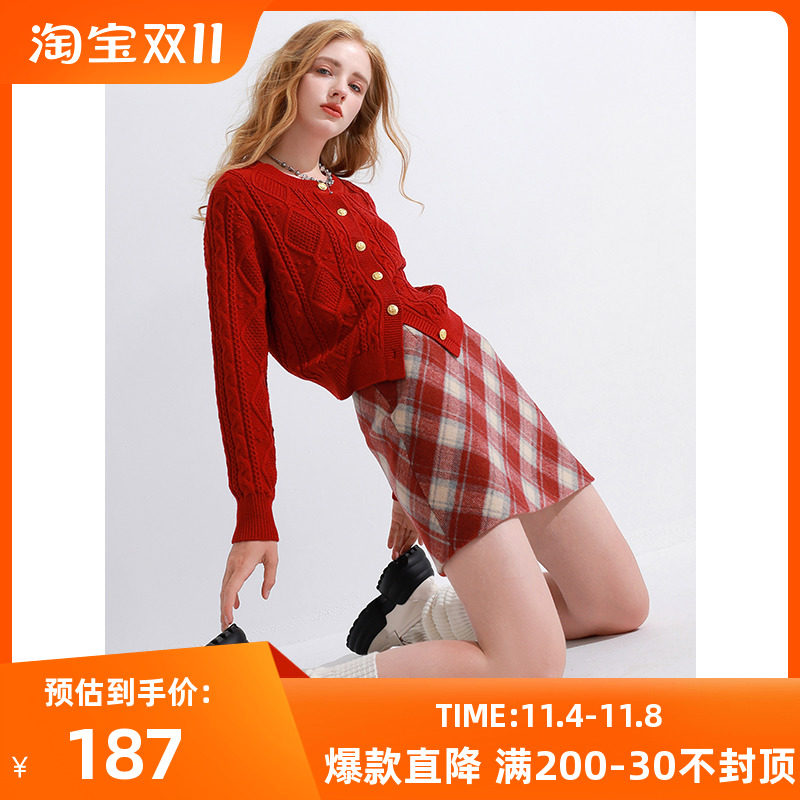 三彩独醒2023冬季新款红色肌理针织衫圆领毛衣开衫外套小个子女使用感如何?