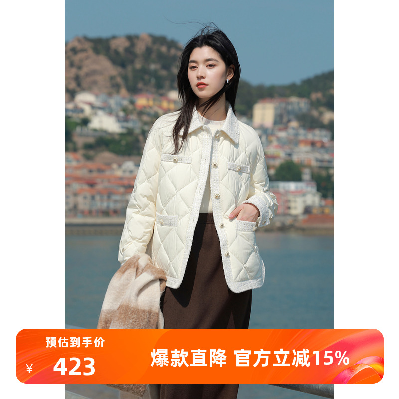 轻暖香风羽绒鹅绒服中长翻领