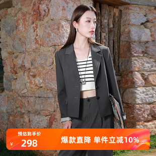 外套长袖 新款 西装 宽松上衣通勤胖MM 短款 女装 若潮大码 2025秋季