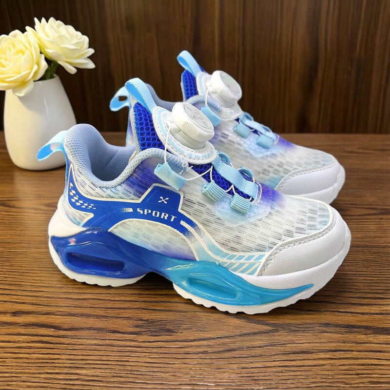 女孩童鞋夏季单网运动鞋小童超轻透气儿童纽扣鞋男女童网洞跑步鞋