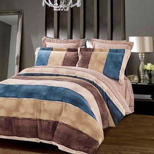 秋冬天加厚保暖床上用品宿舍棉拉舍尔四件套双人大号绒类活性印花