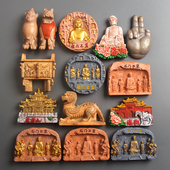 河南洛阳文创龙门石窟大佛姐妹牵手俑树脂冰箱贴磁性贴旅游纪念品