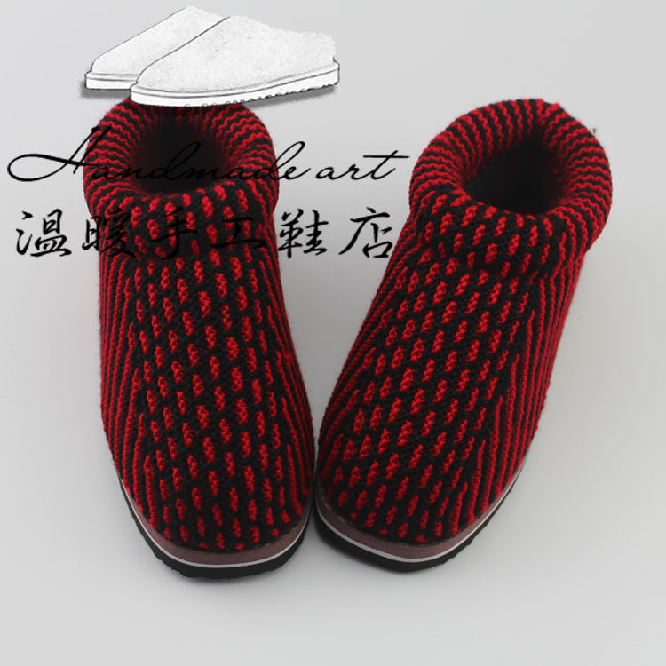 编织防滑耐磨底成品海绵毛线棉鞋