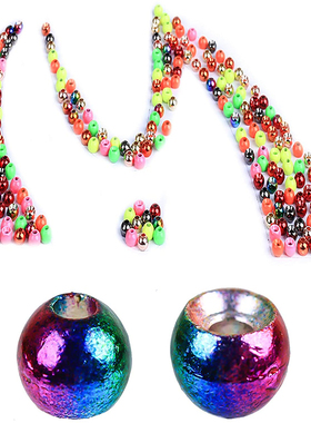飞蝇钩绑制 毛钩DIY Tungsten round beads 金银黑色钨豆 若虫头