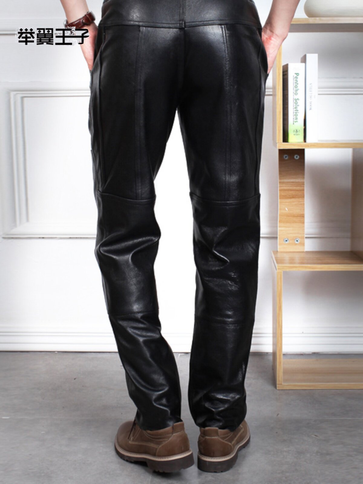 [BAG WORN FOR 5 YEARS] AUTUMN AND WINTER MENS LEATHER LEATHER PANTS CYCLING BIKERS COWHIDE LOOSE LEATHER PANTS AND FLEECE WARM PANTS