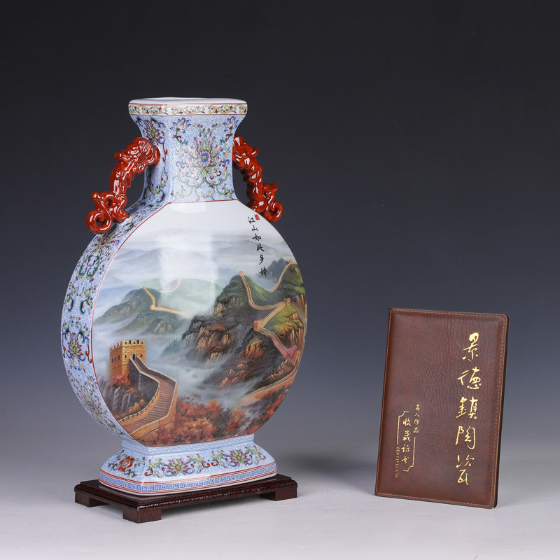 景德镇陶瓷器花瓶客厅插花摆件复古中式大号粉彩电视柜书房博古架,家居饰品,花瓶,淘宝优惠券,粉丝福利购,淘宝优惠卷