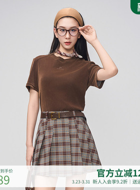 曼诺比菲商场同款春秋修身显瘦圆领针织T恤上衣女EGBT131003